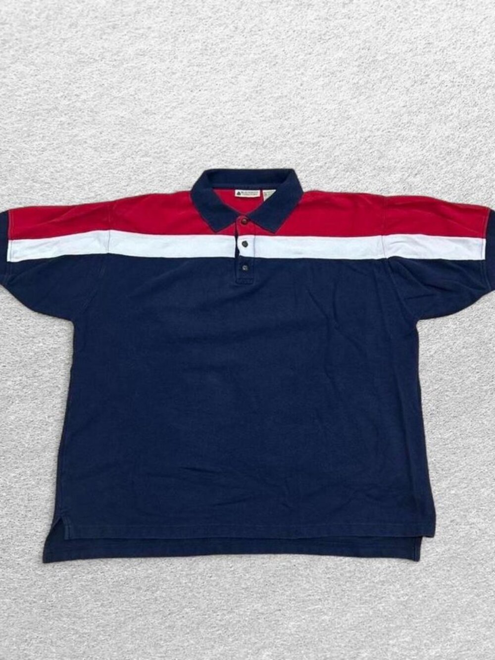 Vtg Northwest Territory Mens Red Navy Striped Short Sleeve Pique Polo Shirt XL
